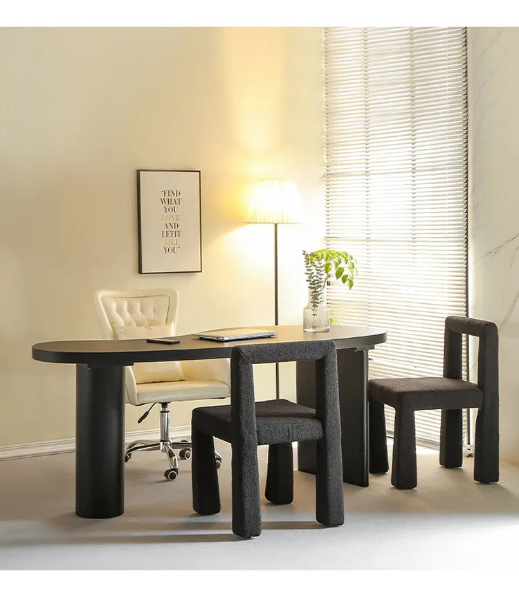 Minimalist Black Curved Pedestal Writing Desk