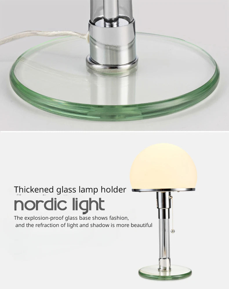 Bauhaus Lamp White Table Lamp Danish Designer Nordic Bedroom Bedside Simple Glass Table Light for Living Room