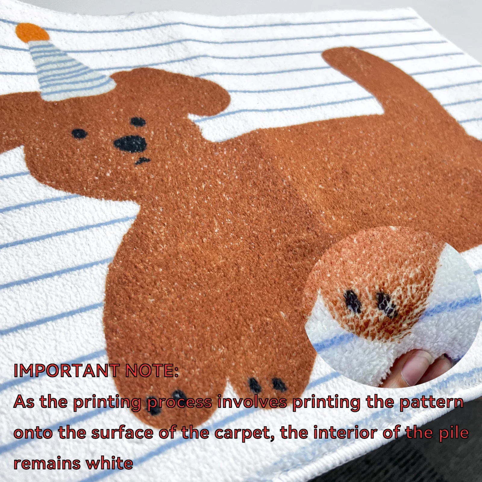 Striped Puppy Fleece Bath Mat