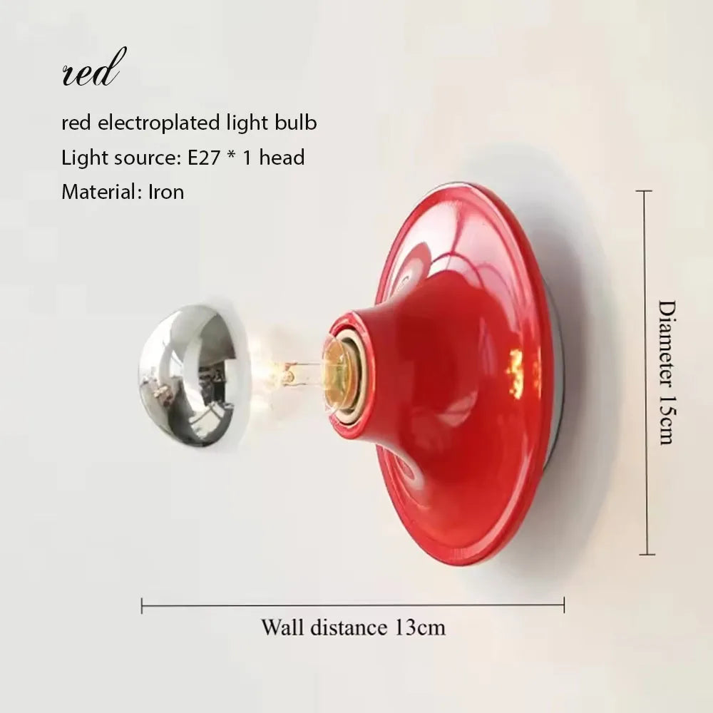 Nordic Vintage Wall Lamp Minimalist E27 Bedside Lamp for Kids Room Curved Painted Metal Flush Mount Ceiling Light