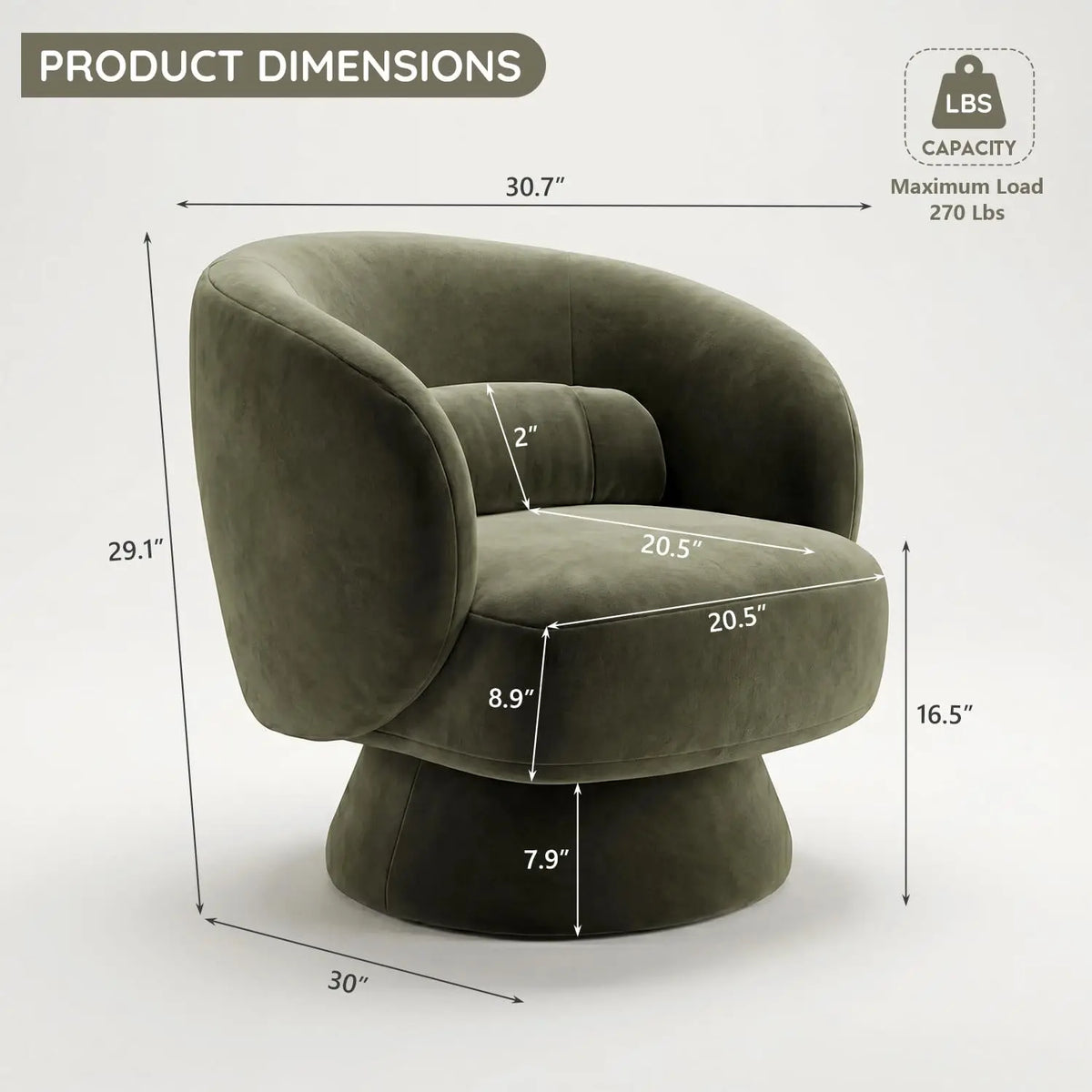 360 Swivel Curved Back Accent Chair
