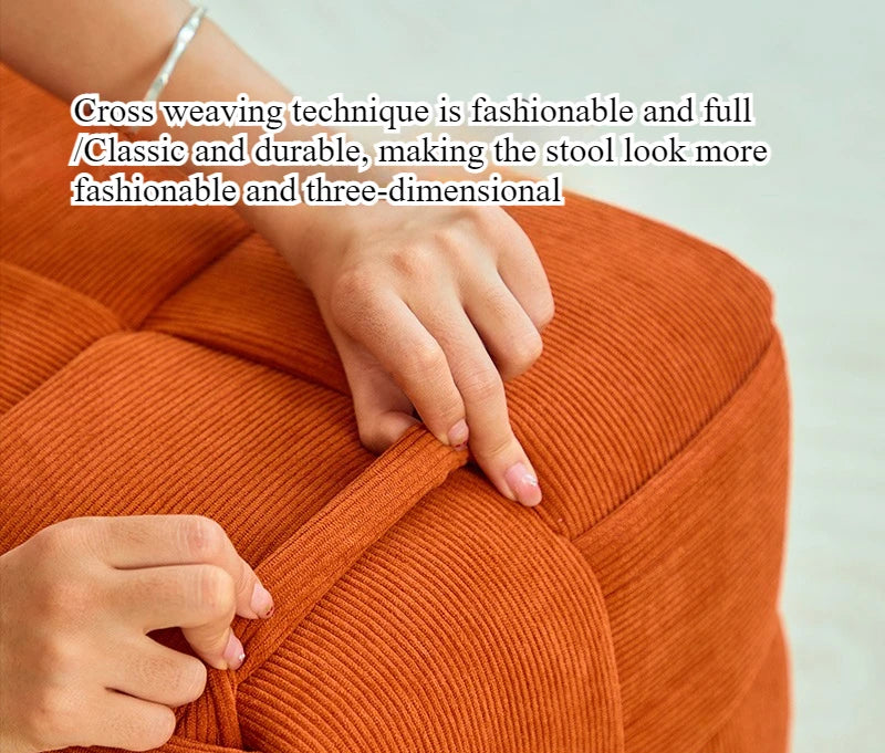 Low stool Home sofa Fabric small square stool Children's bench Solid wood shoe changing stool Internet celebrity creative