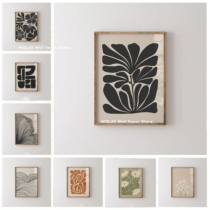 Mid-century Abstract Moody Plant Art Canvas Print Poster (No Frame)