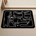 Cat Print Bathroom Mat Black or white