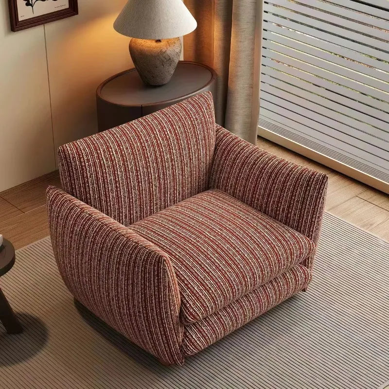 Retro L-shaped striped fabric single sofa