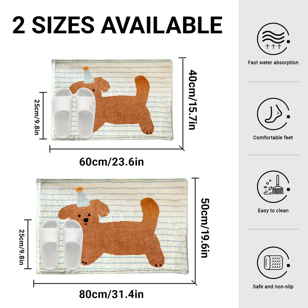 Striped Puppy Fleece Bath Mat