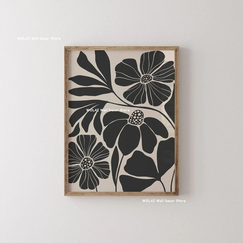 Mid-century Abstract Moody Plant Art Canvas Print Poster (No Frame)