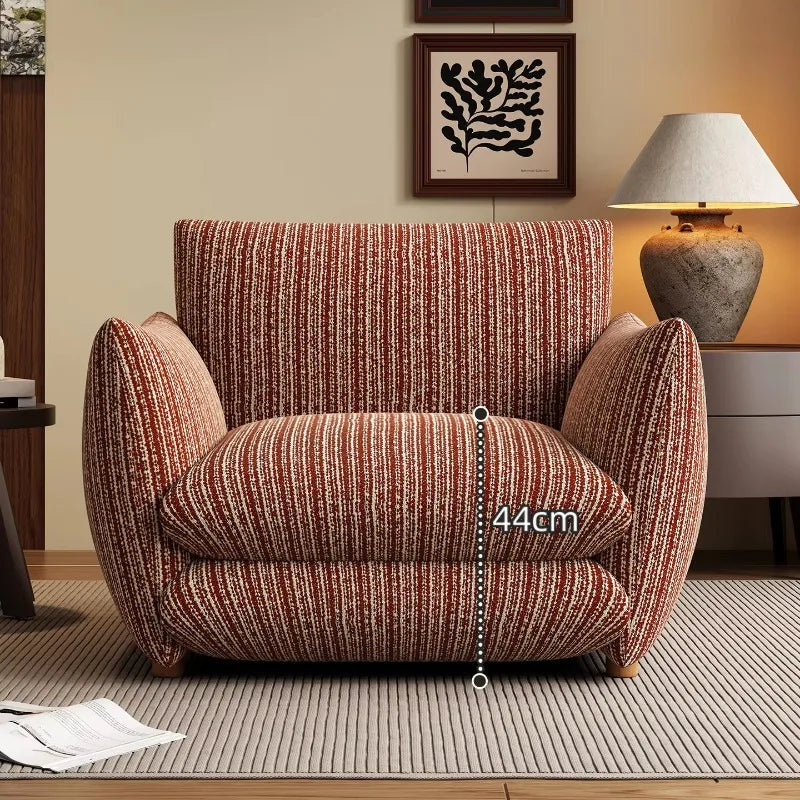 Retro L-shaped striped fabric single sofa