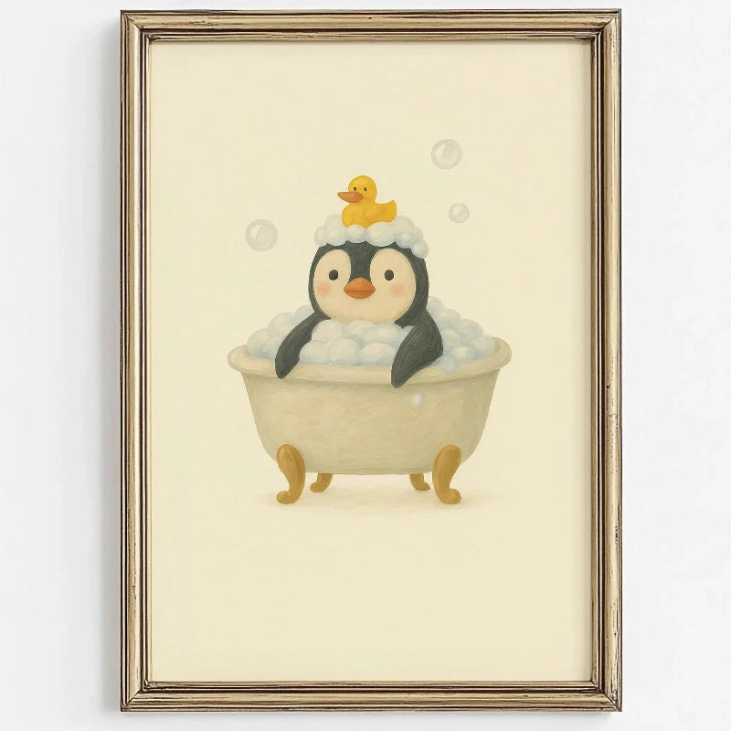 Bubble Bath Wall Art Animal Poster (No Frame)