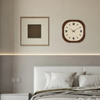 French-Style Retro Cream Crystal Porcelain Square-Shaped Simple Pattern Wooden Wall Clock for Living Room, Bedroom, Kitchen, Home Decoration, Silent Quartz Clock, Holiday Gift, 12 Inches, 14 Inches 16inch (Battery Not Include