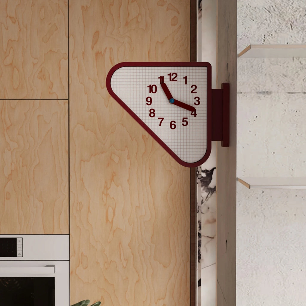 Double Sided Corner Wall Clock Red Frame Corner Wall Clock Home Timepiece Arabic Numerals Grid Face