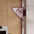Double Sided Corner Wall Clock Red Frame Corner Wall Clock Home Timepiece Arabic Numerals Grid Face