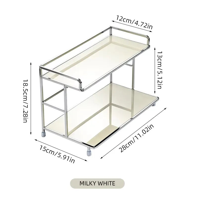 Minimalist Chrome Glass 2-Tier Perfume Storage Tray