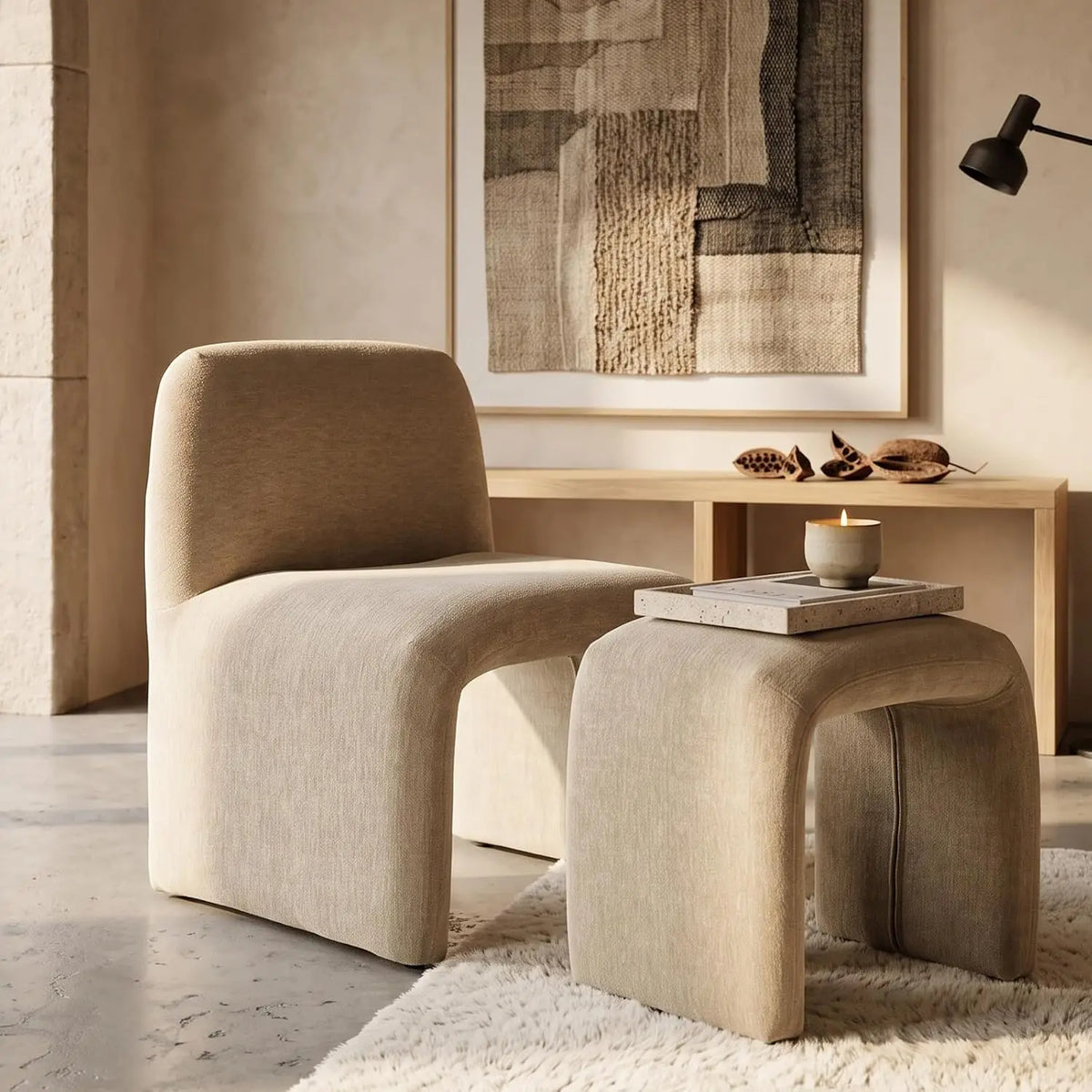 Chenille Accent Curve Chair