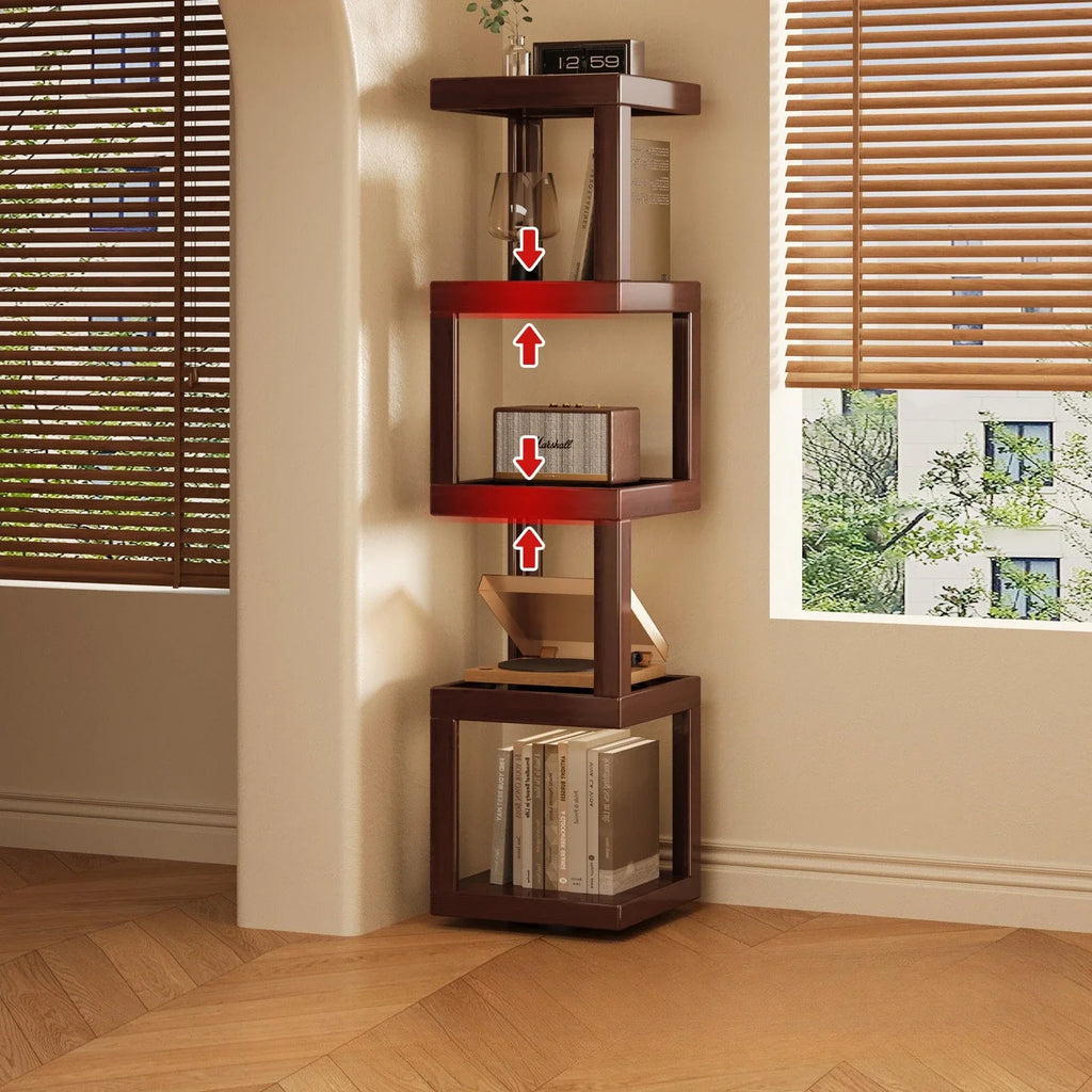 Modern Wooden Geometric Corner Plant & Book Stand