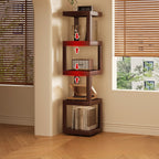 Modern Wooden Geometric Corner Plant & Book Stand