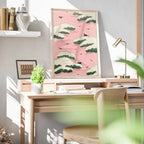 Japanese Koi Fish Flowers Trees Pink Aesthetic Snake Poster (No Frame)