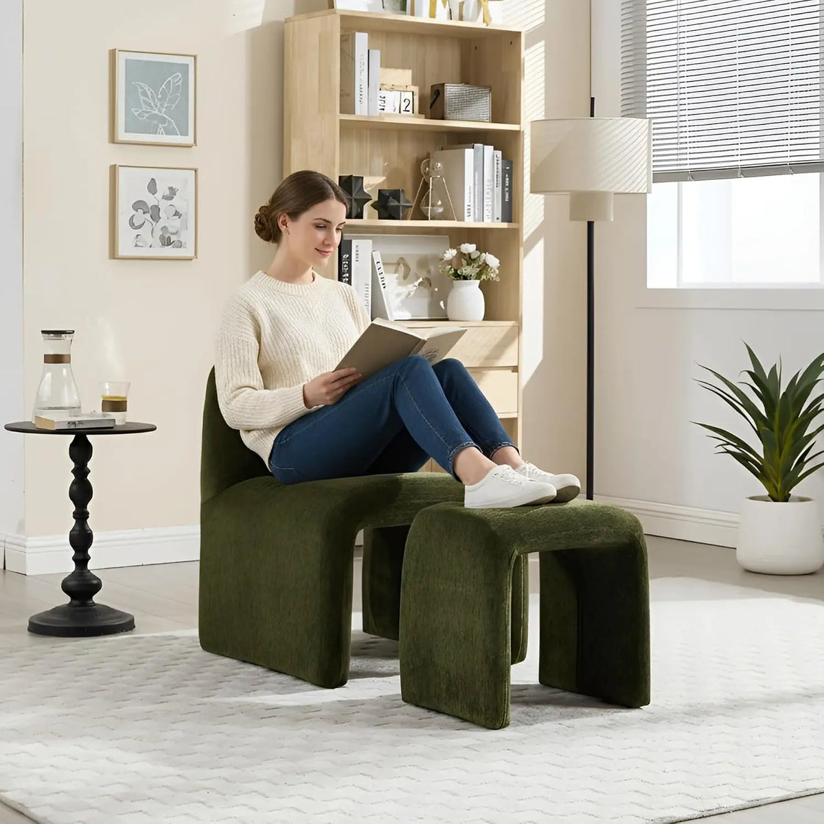 Chenille Accent Curve Chair