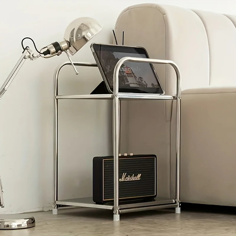 Mid-Century Curved Frame Stainless Side Table