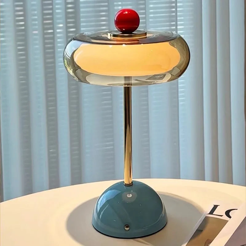 DoLife Store Retro Style Light Luxury High-end Glass Table Lamp 2026 New French Medieval Bedroom Bedside Lamp Charging Model