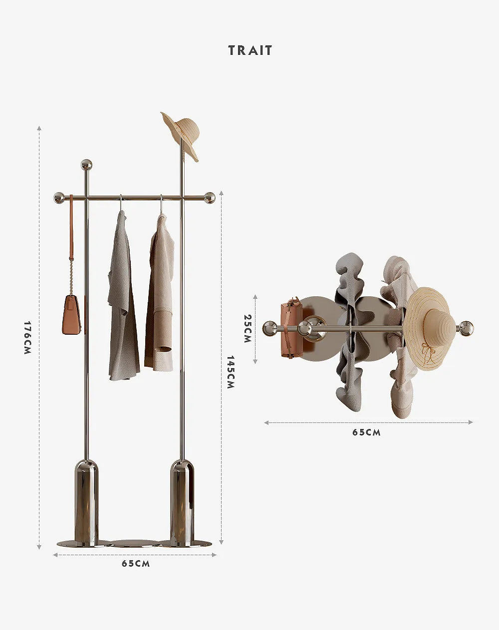 Mid-Century Modern Stainless Steel Coat Rack