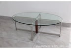 Korean Stainless Steel Oval Simple Glass Coffee Table