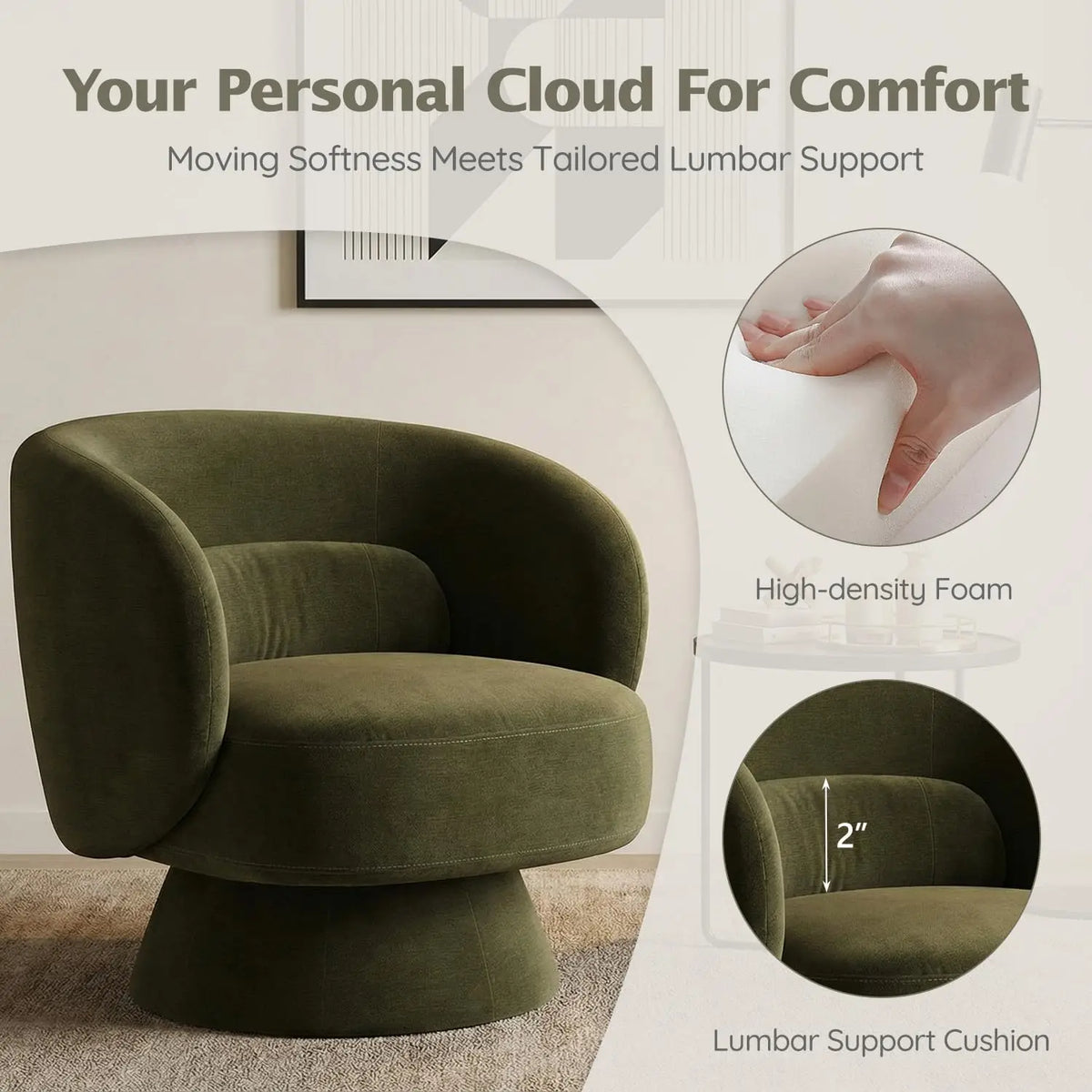 360 Swivel Curved Back Accent Chair