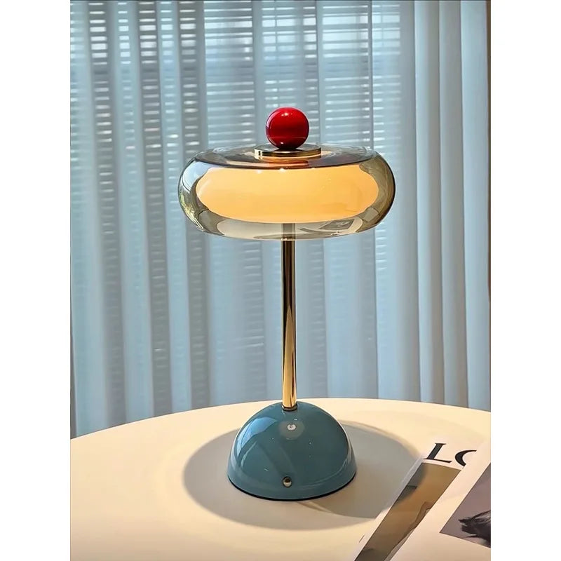 DoLife Store Retro Style Light Luxury High-end Glass Table Lamp 2026 New French Medieval Bedroom Bedside Lamp Charging Model