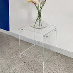 Mid-Century Smoked Acrylic Cube Side Table