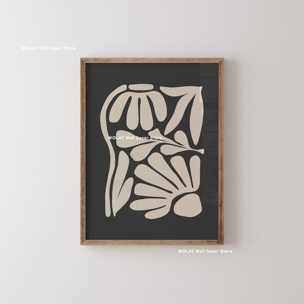 Mid-century Abstract Moody Plant Art Canvas Print Poster (No Frame)