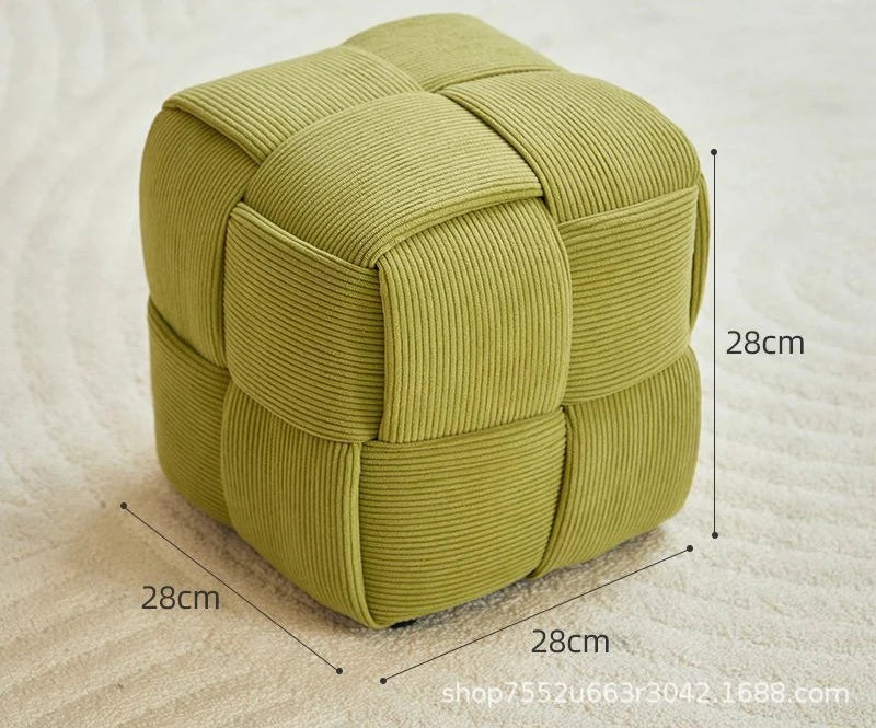 Low stool Home sofa Fabric small square stool Children's bench Solid wood shoe changing stool Internet celebrity creative