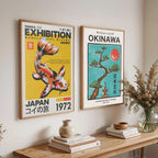 Japanese Koi Fish Flowers Trees Pink Aesthetic Snake Poster (No Frame)
