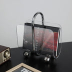 Minimalist Clear Acrylic & Chrome Magazine Rack Holder