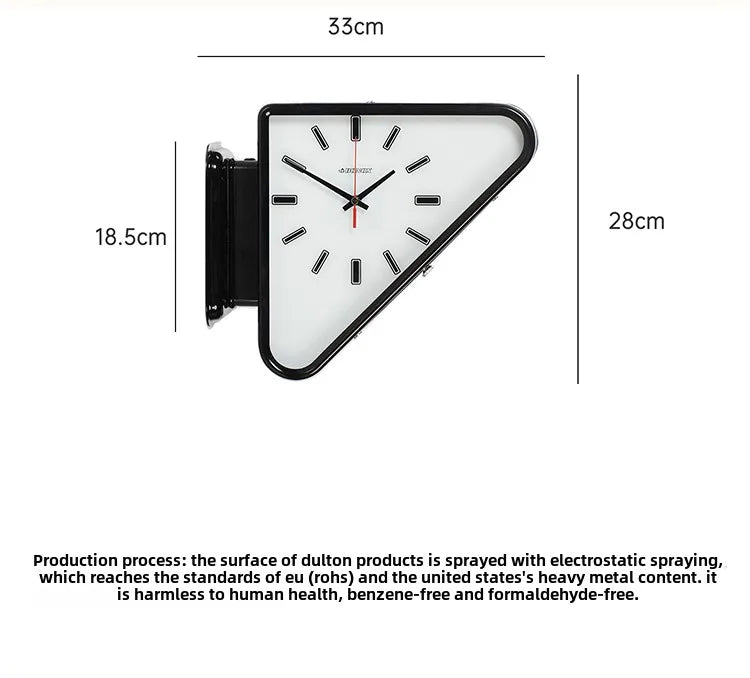 Living Room Minimalism Clocks Two-sided Wall Clocks Triangle Modern Clock Mechanism Silent Design Clock Watch for Decoration