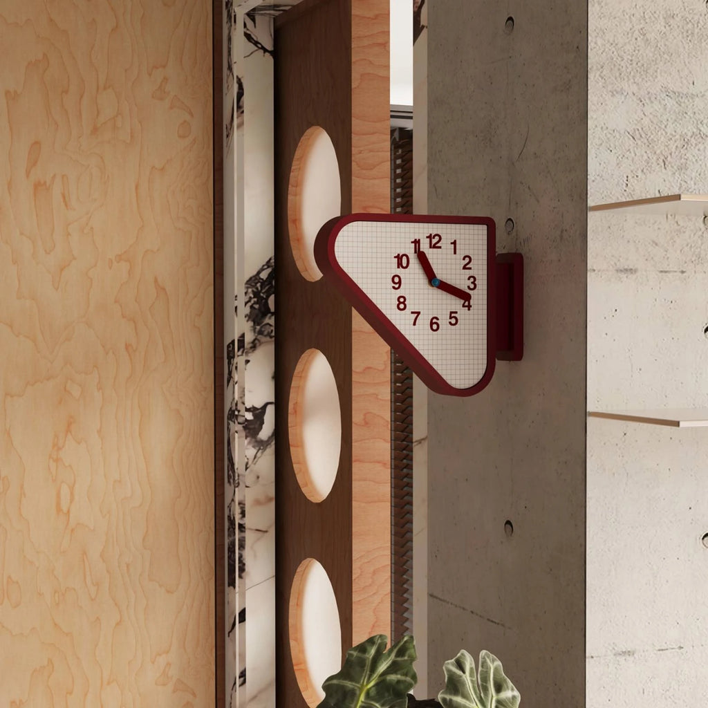 Double Sided Corner Wall Clock Red Frame Corner Wall Clock Home Timepiece Arabic Numerals Grid Face