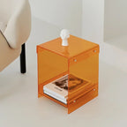 Mid-Century Smoked Acrylic Cube Side Table