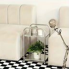 Mid-Century Curved Frame Stainless Side Table