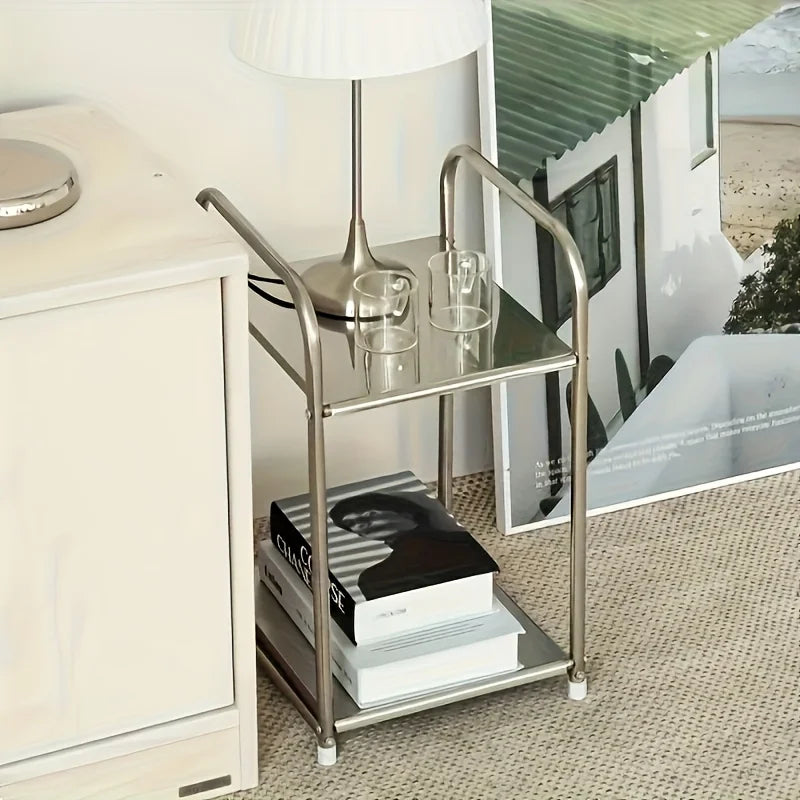 Mid-Century Curved Frame Stainless Side Table