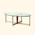 Korean Stainless Steel Oval Simple Glass Coffee Table