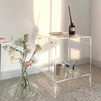 Mid-Century Smoked Acrylic Cube Side Table