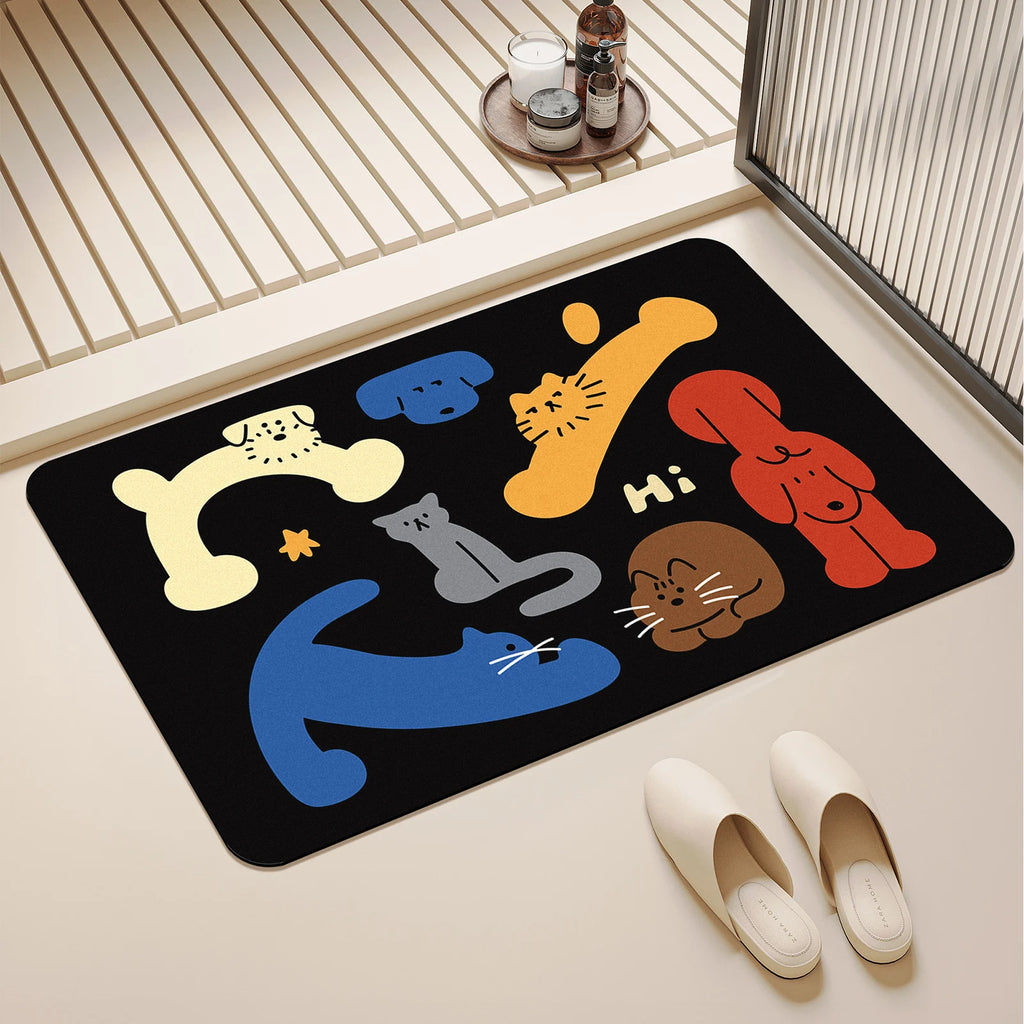 Cat Print Bathroom Mat