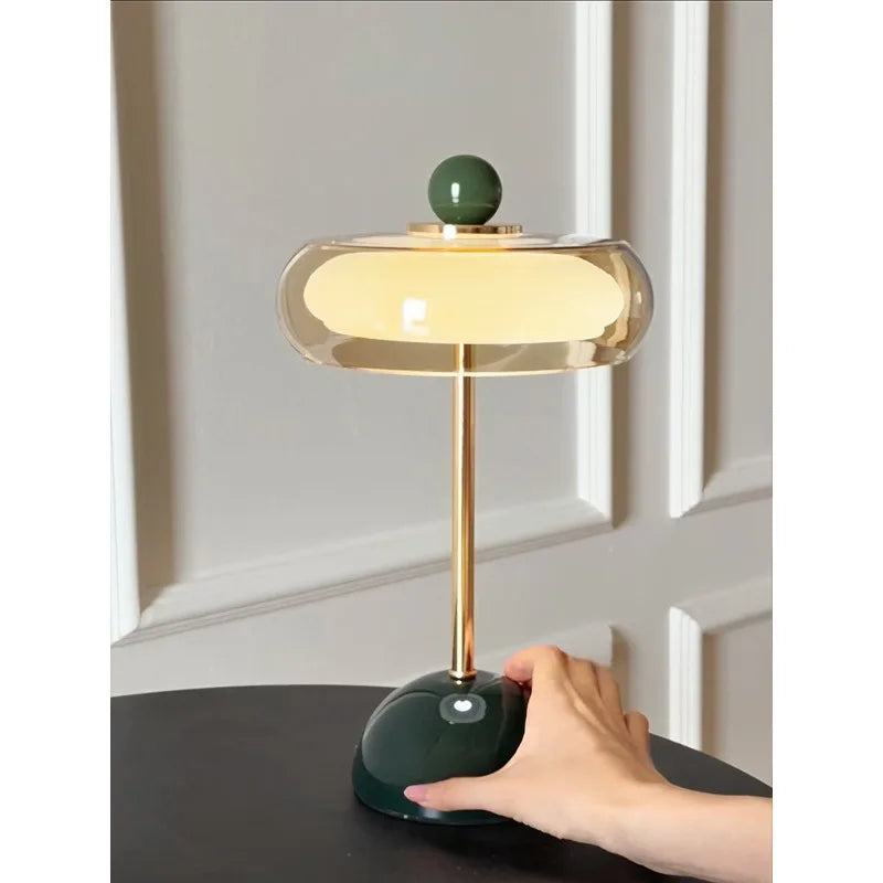 DoLife Store Retro Style Light Luxury High-end Glass Table Lamp 2026 New French Medieval Bedroom Bedside Lamp Charging Model