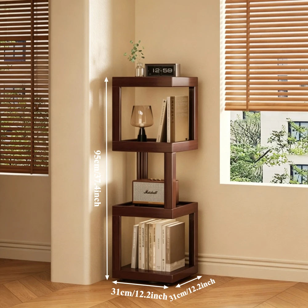 Modern Wooden Geometric Corner Plant & Book Stand