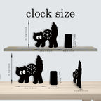 A Fun and Cute Little Black Cat Crystal Porcelain Wooden Wall Clock for Living Room, Bedroom, Kitchen, Home Decoration, Silent Quartz Clock, Holiday Gift 12inch 14inch (No Battery)