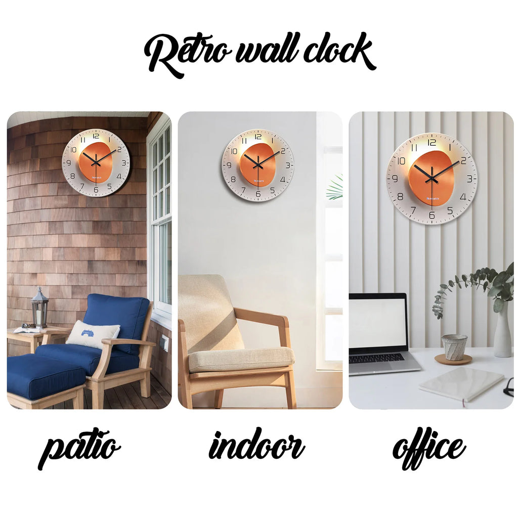 Light Luxury Light and Shadow Flat Pattern Tempered Glass Wall Clock for Living Room, Bedroom, Kitchen, Home Decoration, Silent Quartz Clock, Holiday Gift 12-16inch (Non-Lit)