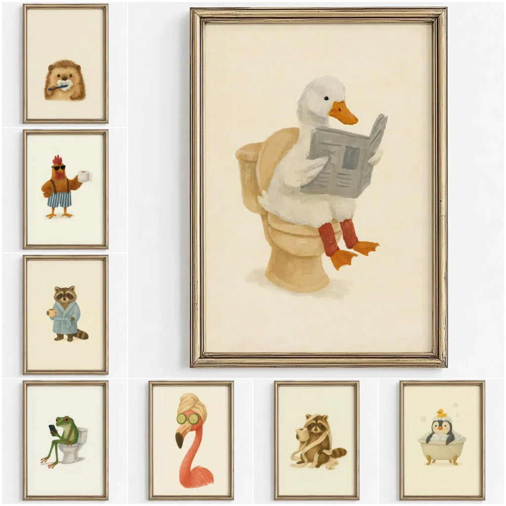 Bubble Bath Wall Art Animal Poster (No Frame)