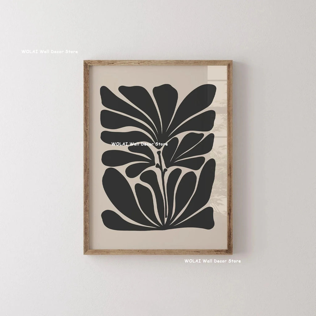 Mid-century Abstract Moody Plant Art Canvas Print Poster (No Frame)