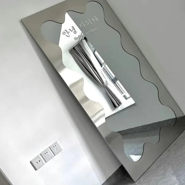 Mid-Century Stainless Oval Cutout Mirror