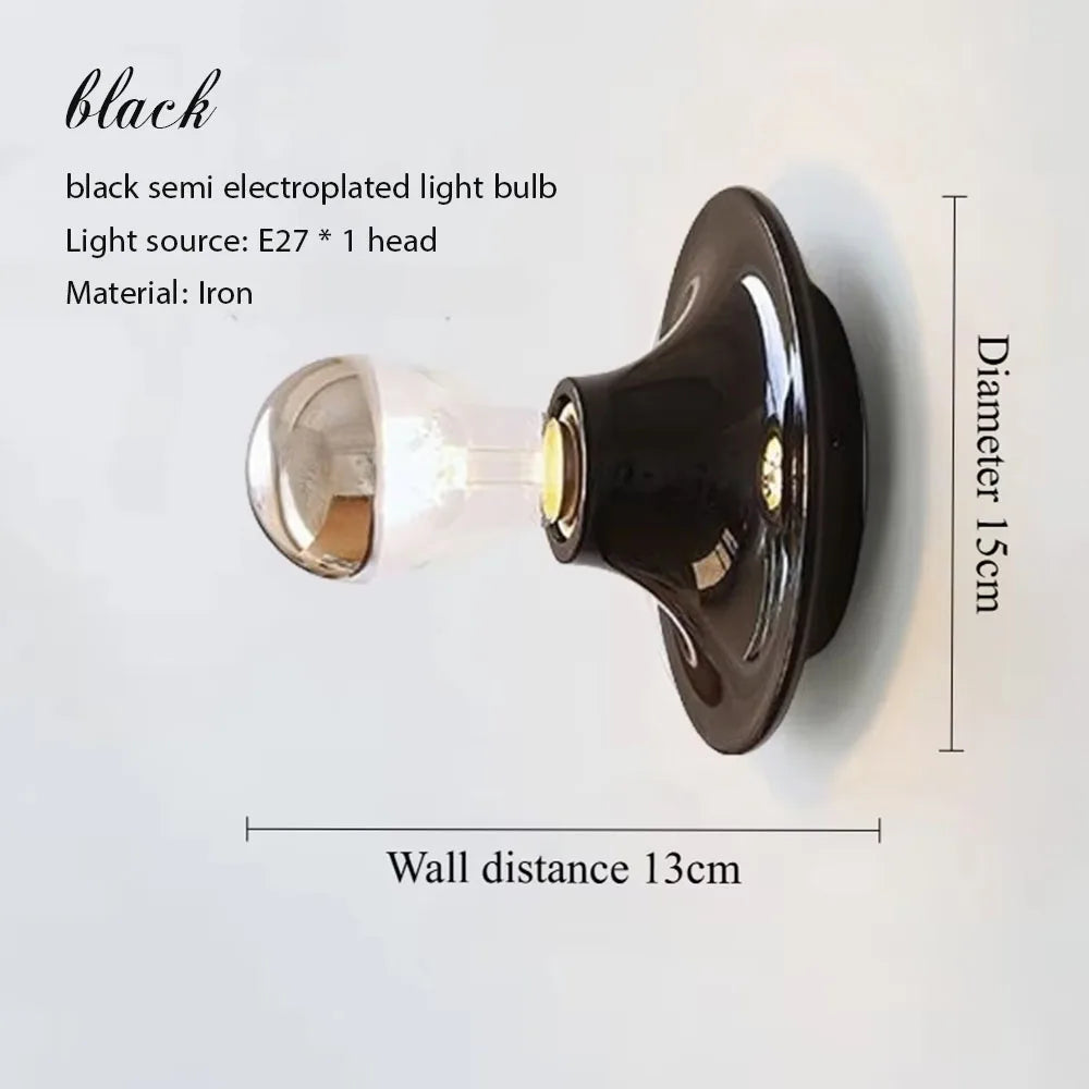 Nordic Vintage Wall Lamp Minimalist E27 Bedside Lamp for Kids Room Curved Painted Metal Flush Mount Ceiling Light