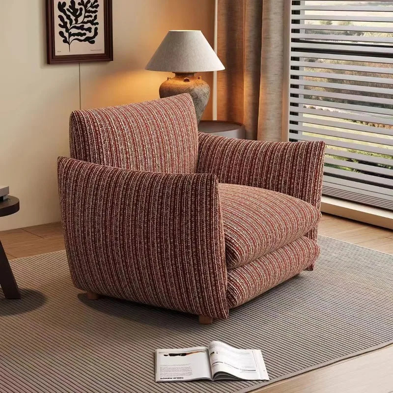 Retro L-shaped striped fabric single sofa